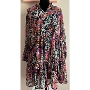 Vince Camuto Floral Long Sleeve Dress sz M